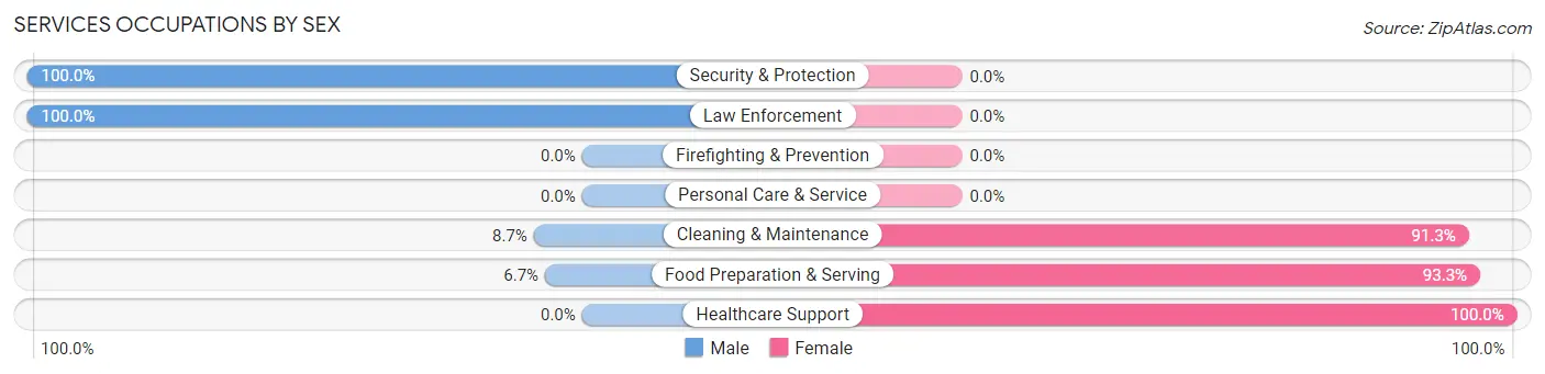 Services Occupations by Sex in Zip Code 71336