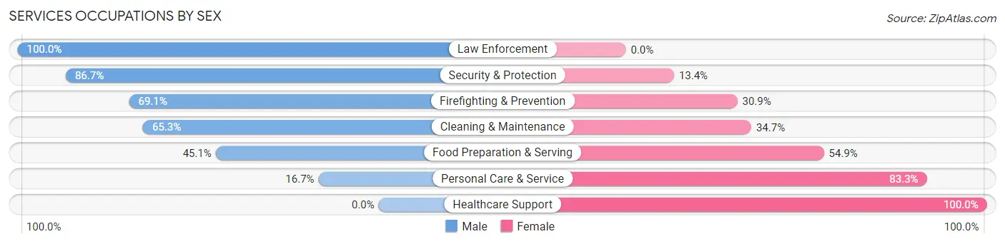 Services Occupations by Sex in Zip Code 71351