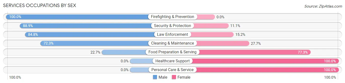 Services Occupations by Sex in Zip Code 71373