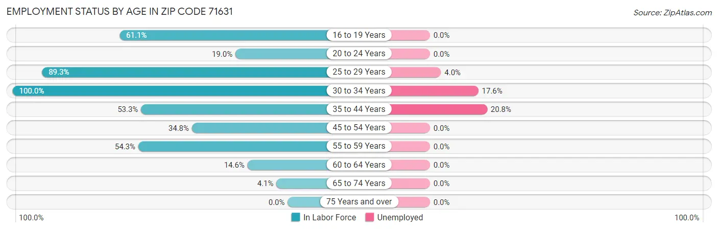 Employment Status by Age in Zip Code 71631