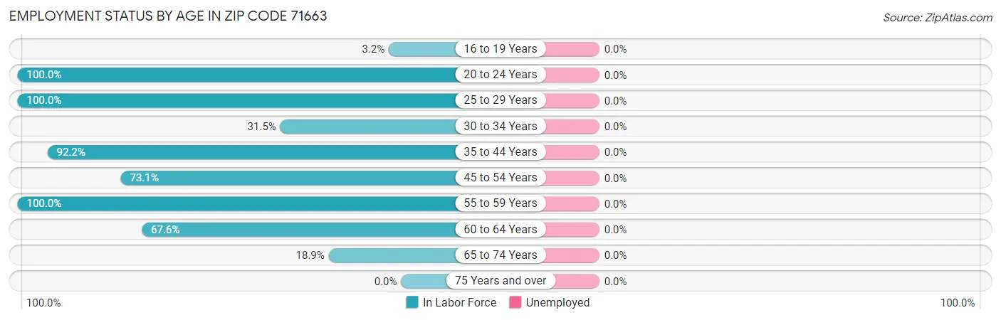 Employment Status by Age in Zip Code 71663