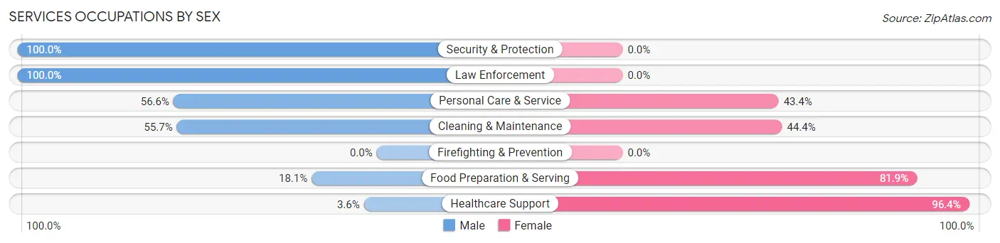 Services Occupations by Sex in Zip Code 71671