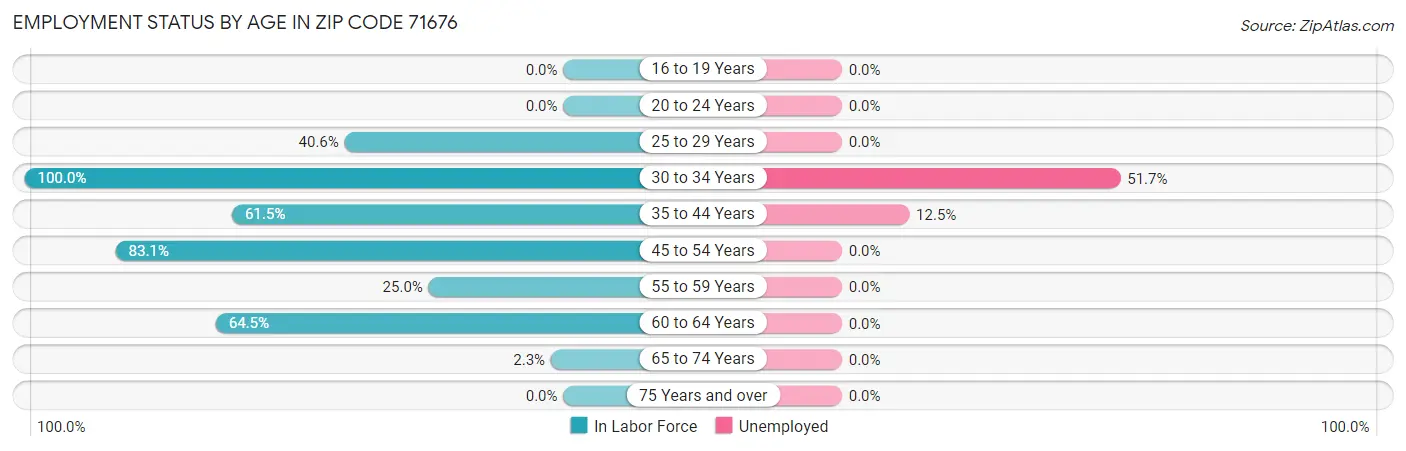 Employment Status by Age in Zip Code 71676