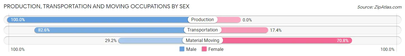 Production, Transportation and Moving Occupations by Sex in Zip Code 72027