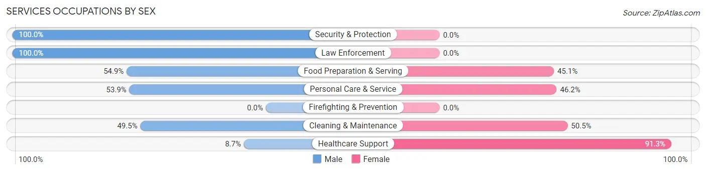 Services Occupations by Sex in Zip Code 72031