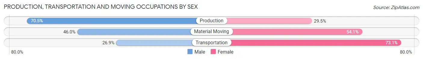 Production, Transportation and Moving Occupations by Sex in Zip Code 72041