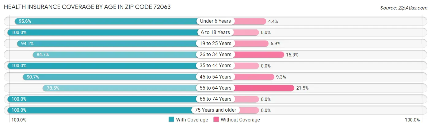 Health Insurance Coverage by Age in Zip Code 72063