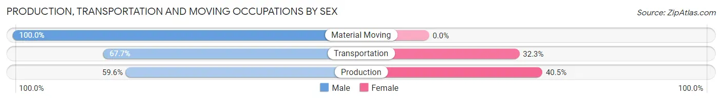Production, Transportation and Moving Occupations by Sex in Zip Code 72069