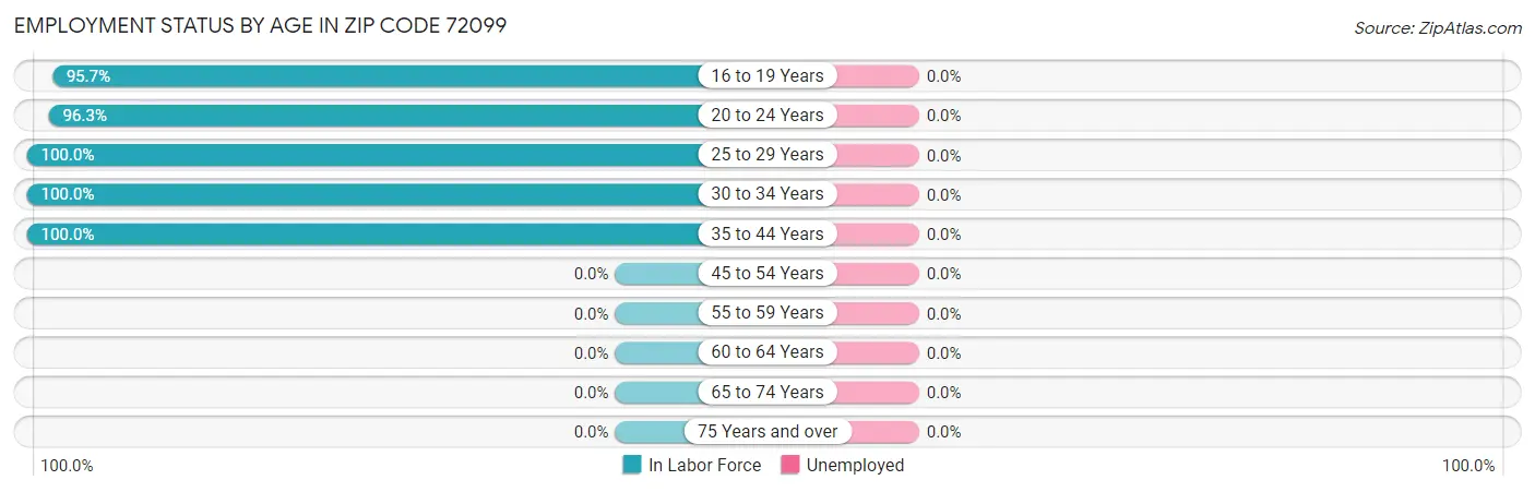 Employment Status by Age in Zip Code 72099