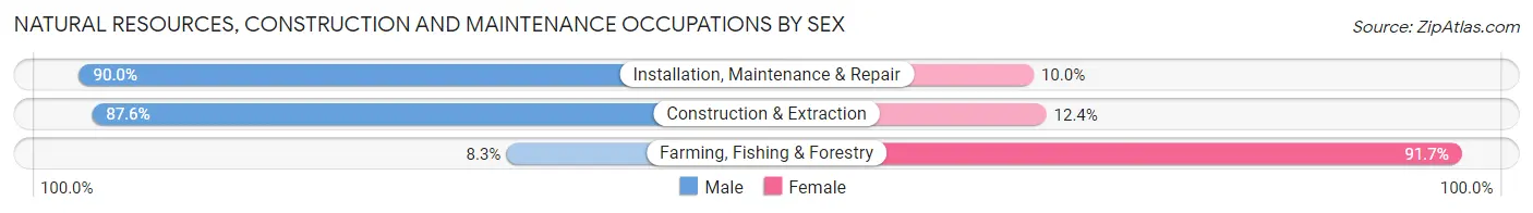 Natural Resources, Construction and Maintenance Occupations by Sex in Zip Code 72106