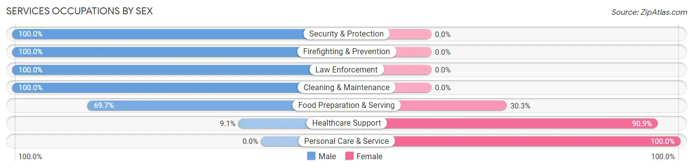 Services Occupations by Sex in Zip Code 72132