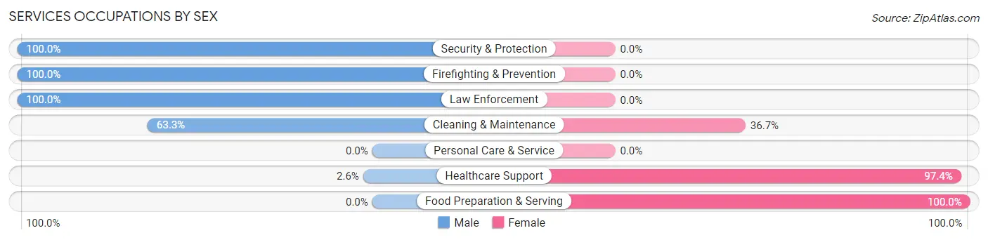 Services Occupations by Sex in Zip Code 72142