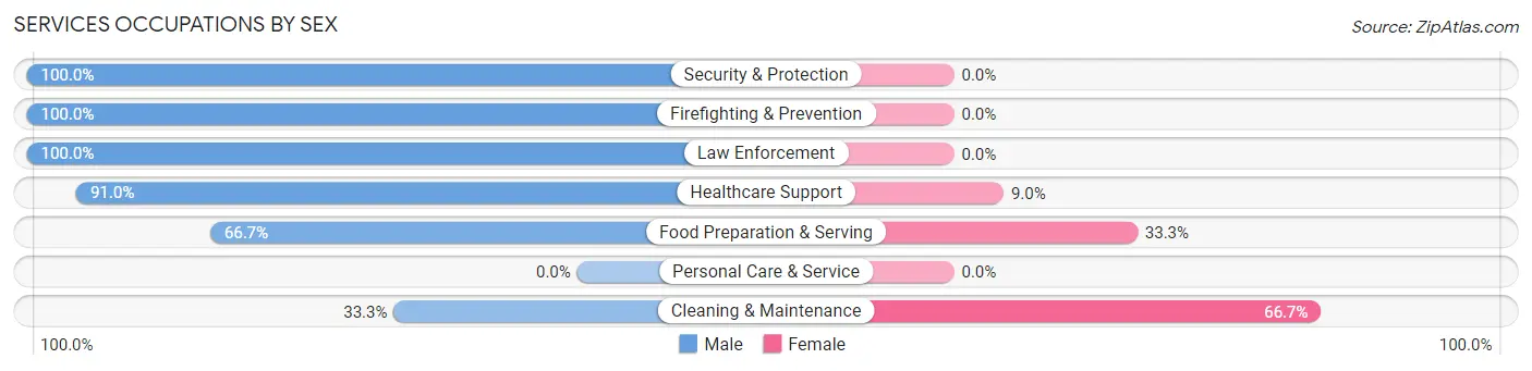 Services Occupations by Sex in Zip Code 72167
