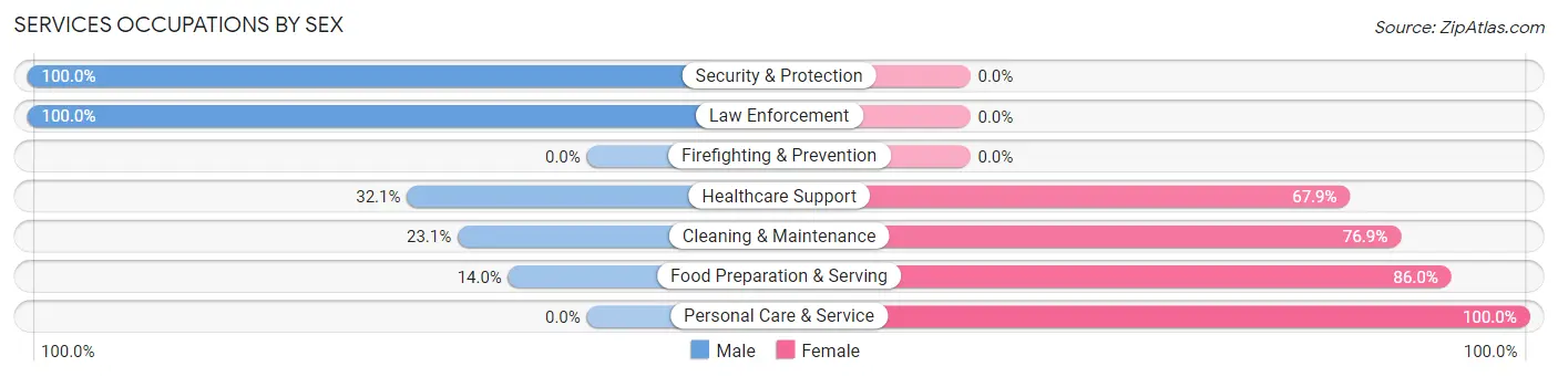 Services Occupations by Sex in Zip Code 72437