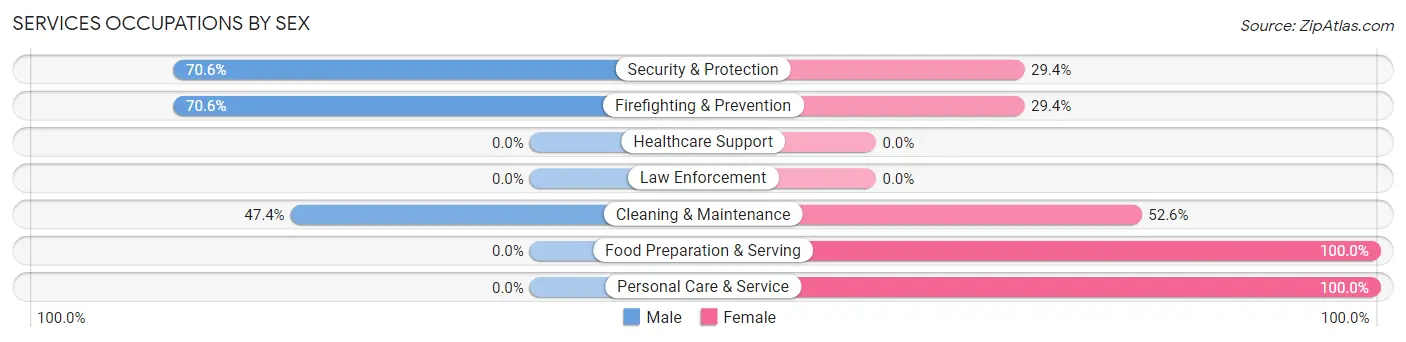 Services Occupations by Sex in Zip Code 72438