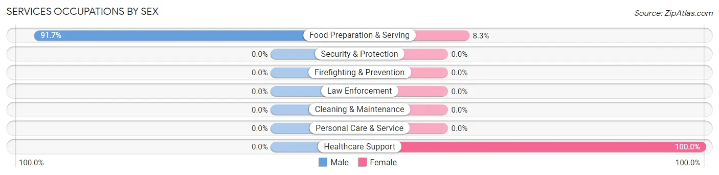 Services Occupations by Sex in Zip Code 72458