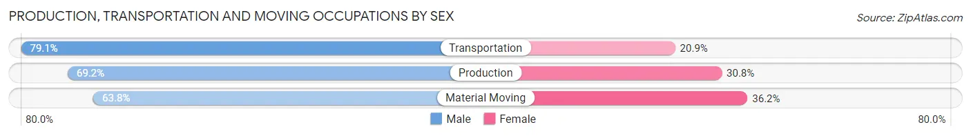 Production, Transportation and Moving Occupations by Sex in Zip Code 72501