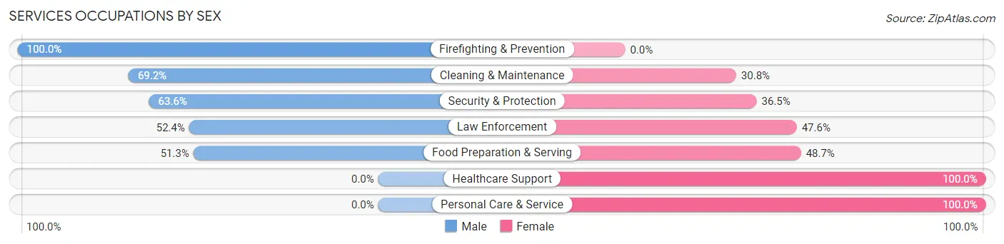 Services Occupations by Sex in Zip Code 72543
