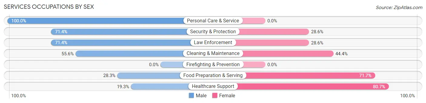 Services Occupations by Sex in Zip Code 72576