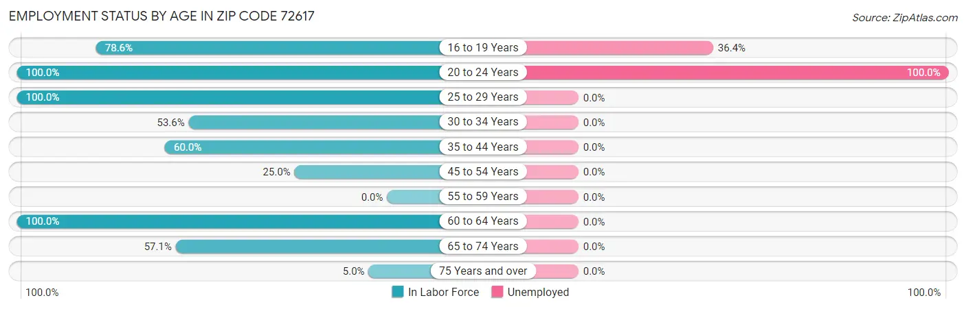 Employment Status by Age in Zip Code 72617