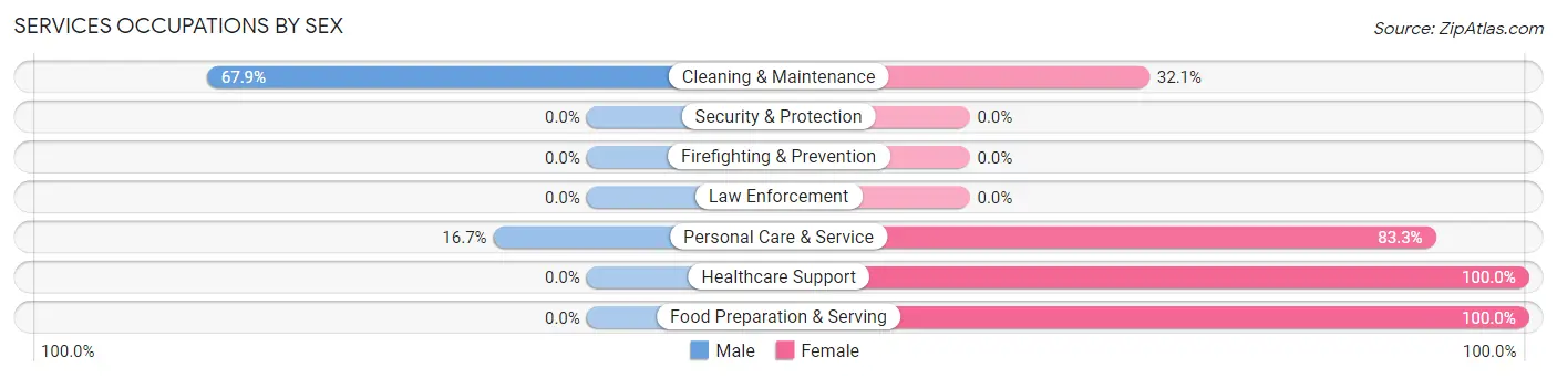Services Occupations by Sex in Zip Code 72633