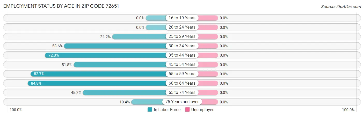 Employment Status by Age in Zip Code 72651