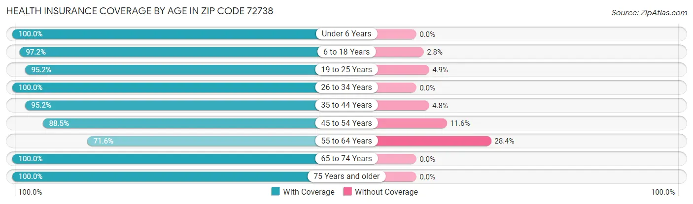 Health Insurance Coverage by Age in Zip Code 72738