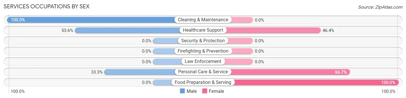 Services Occupations by Sex in Zip Code 72738
