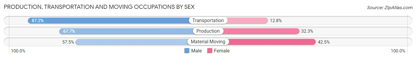 Production, Transportation and Moving Occupations by Sex in Zip Code 72802