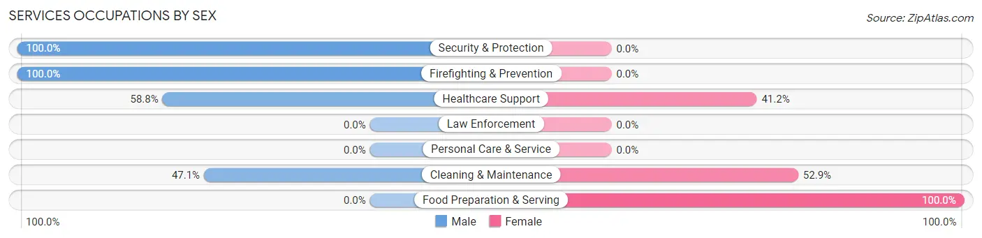 Services Occupations by Sex in Zip Code 72842
