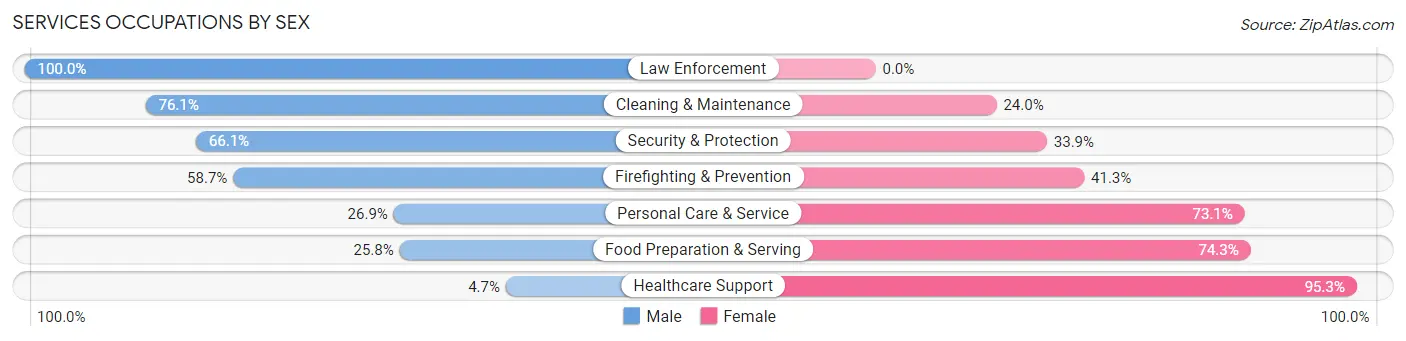 Services Occupations by Sex in Zip Code 72904