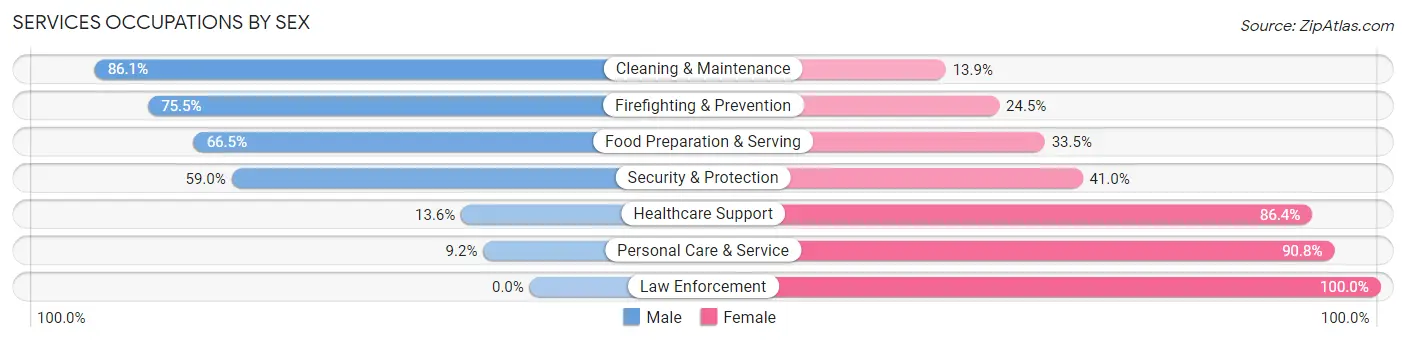 Services Occupations by Sex in Zip Code 72936