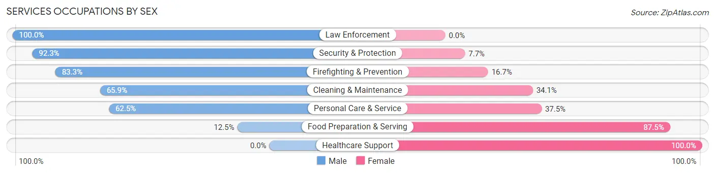 Services Occupations by Sex in Zip Code 72943