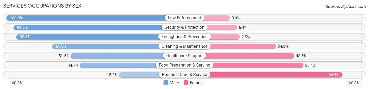 Services Occupations by Sex in Zip Code 73005