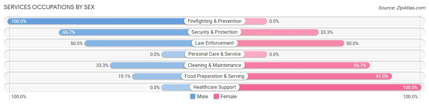 Services Occupations by Sex in Zip Code 73033