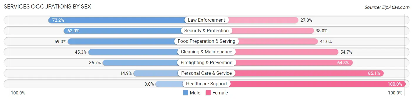 Services Occupations by Sex in Zip Code 73051