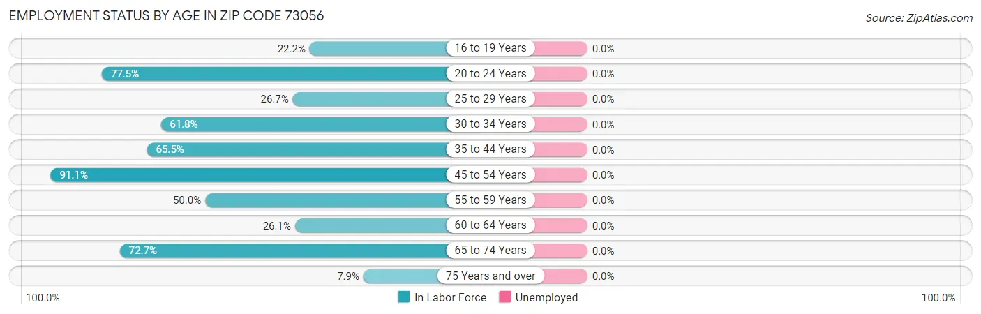 Employment Status by Age in Zip Code 73056