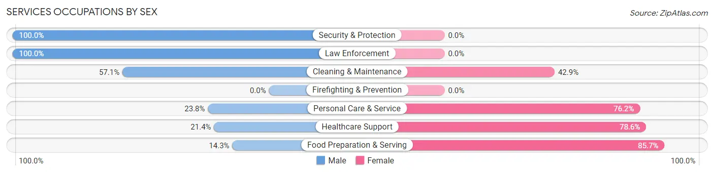 Services Occupations by Sex in Zip Code 73057