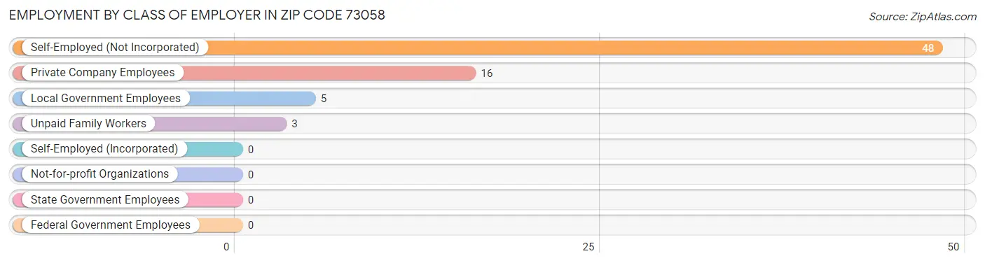 Employment by Class of Employer in Zip Code 73058