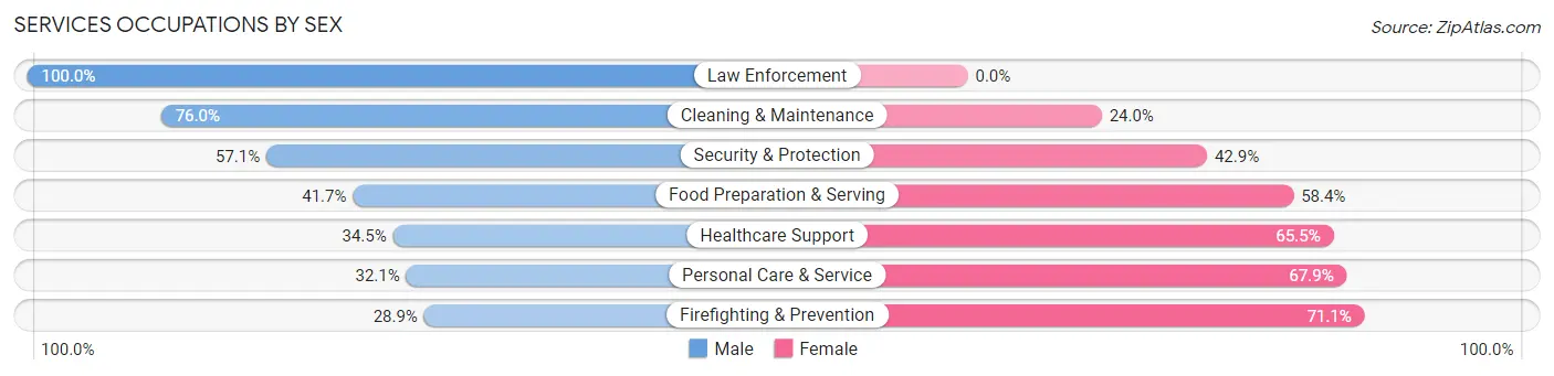 Services Occupations by Sex in Zip Code 73069