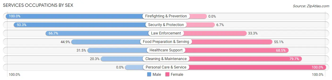 Services Occupations by Sex in Zip Code 73077