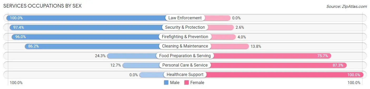 Services Occupations by Sex in Zip Code 73089