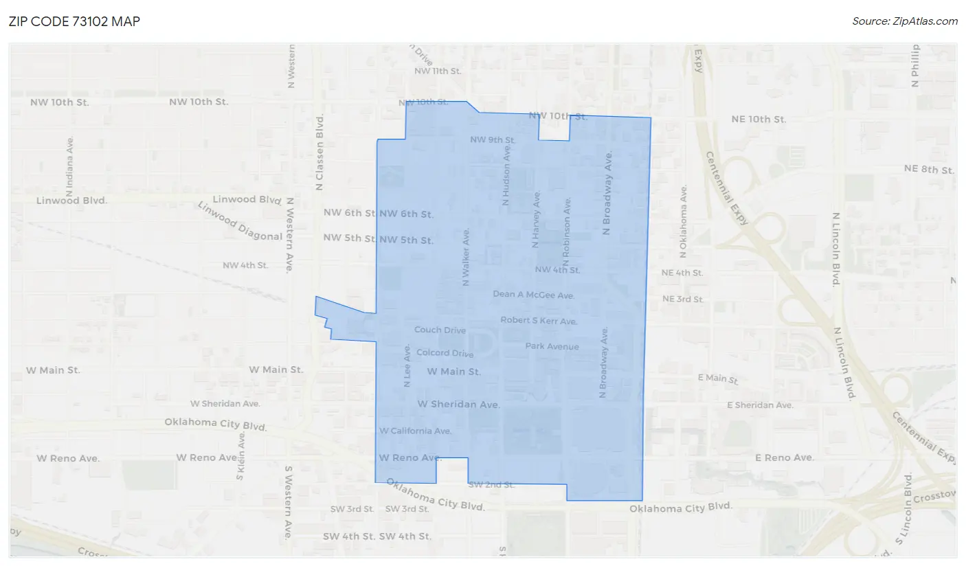 Zip Code 73102 Map