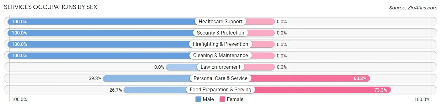 Services Occupations by Sex in Zip Code 73103