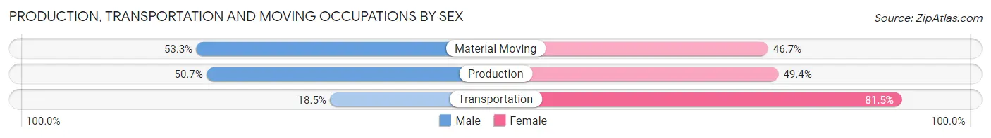 Production, Transportation and Moving Occupations by Sex in Zip Code 73104