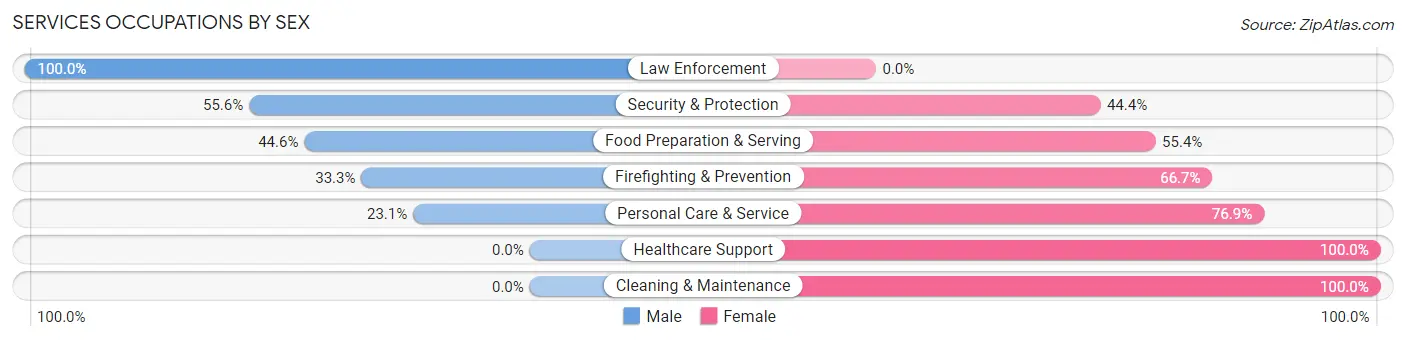 Services Occupations by Sex in Zip Code 73104