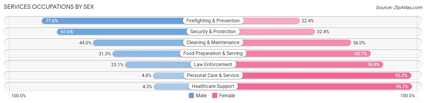 Services Occupations by Sex in Zip Code 73119