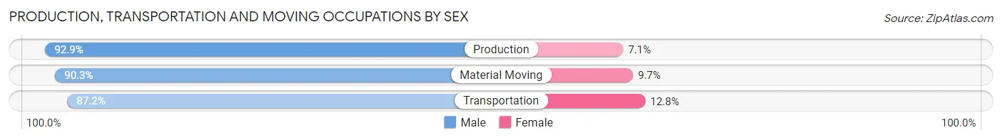 Production, Transportation and Moving Occupations by Sex in Zip Code 73128