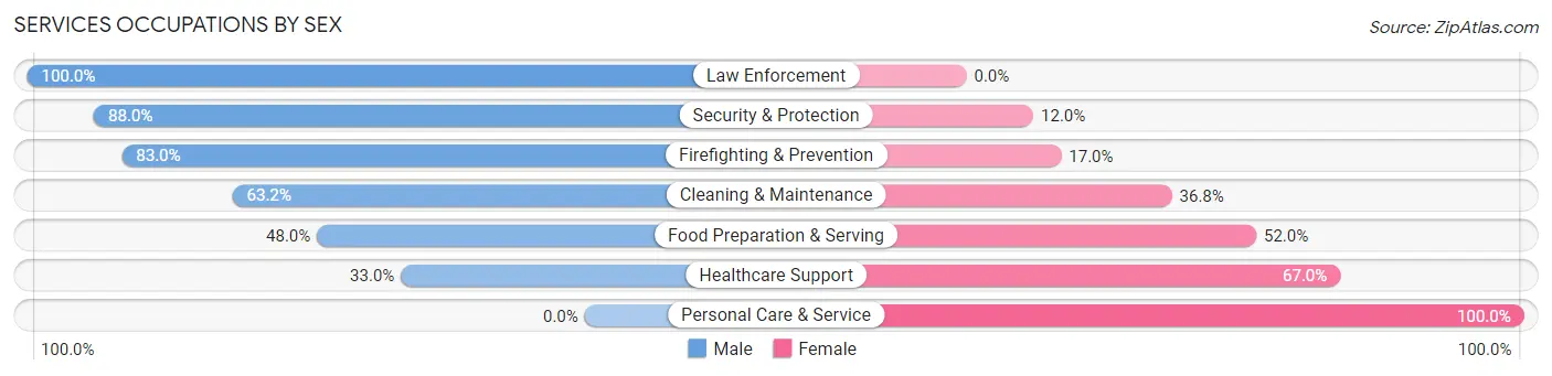 Services Occupations by Sex in Zip Code 73130