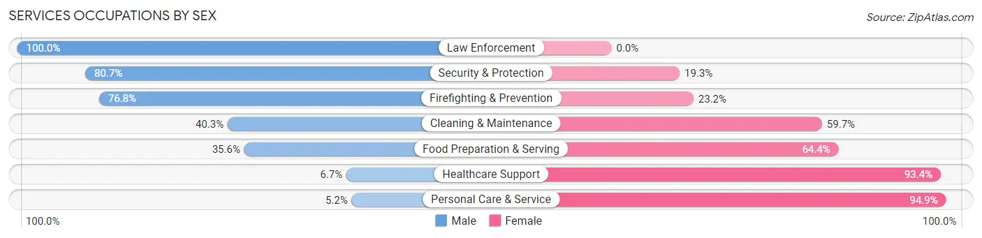 Services Occupations by Sex in Zip Code 73139